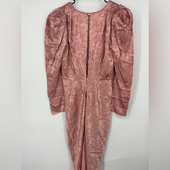 NWOT Ronny Kobo Tropical Print V-Neck Ruched Midi Dress Pink Large - Picture 6 of 6